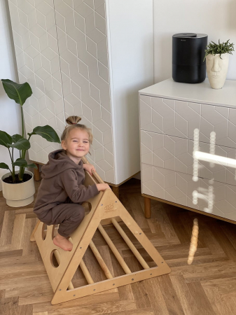 MeowBaby® Triunghi Pikler din lemn pentru catarare, Scara pentru copii Montessori, naturala [3]