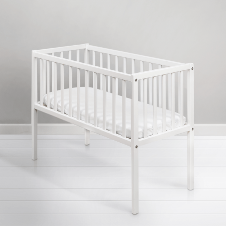 Patut mic, co-sleeping din lemn, Classic Alb cu Saltea Cocos Spuma Cocos 90 x 40 x 7 cm [13]