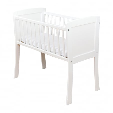 Patut mic, co-sleeping din lemn, Alb cu Saltea Cocos Spuma Cocos 90 x 40 x 7 cm [7]