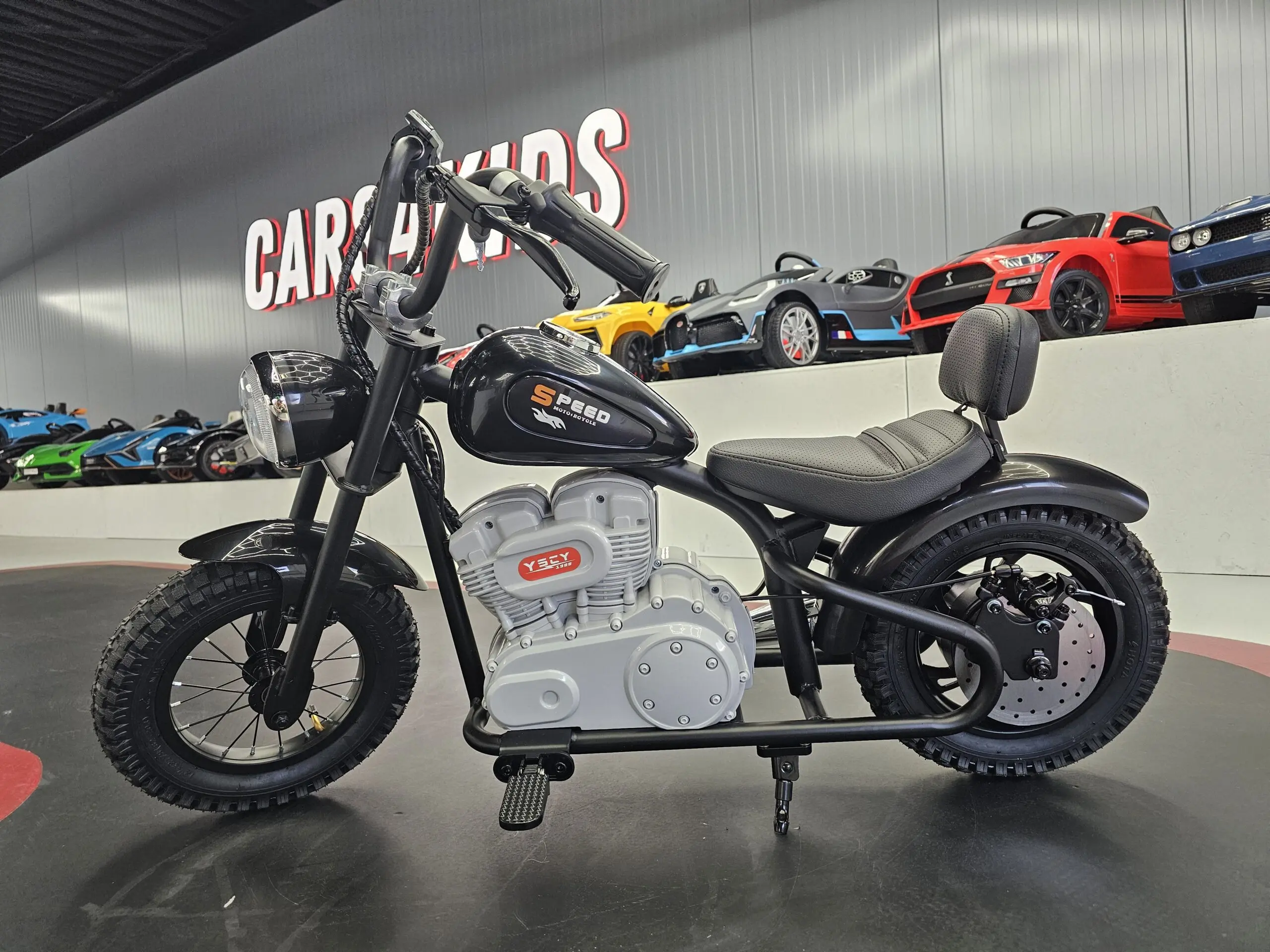 Motocicletă Electrică Chopper 24V Negru, Motor Brushless – Viteză 20 km/h | 6+ Ani [1]