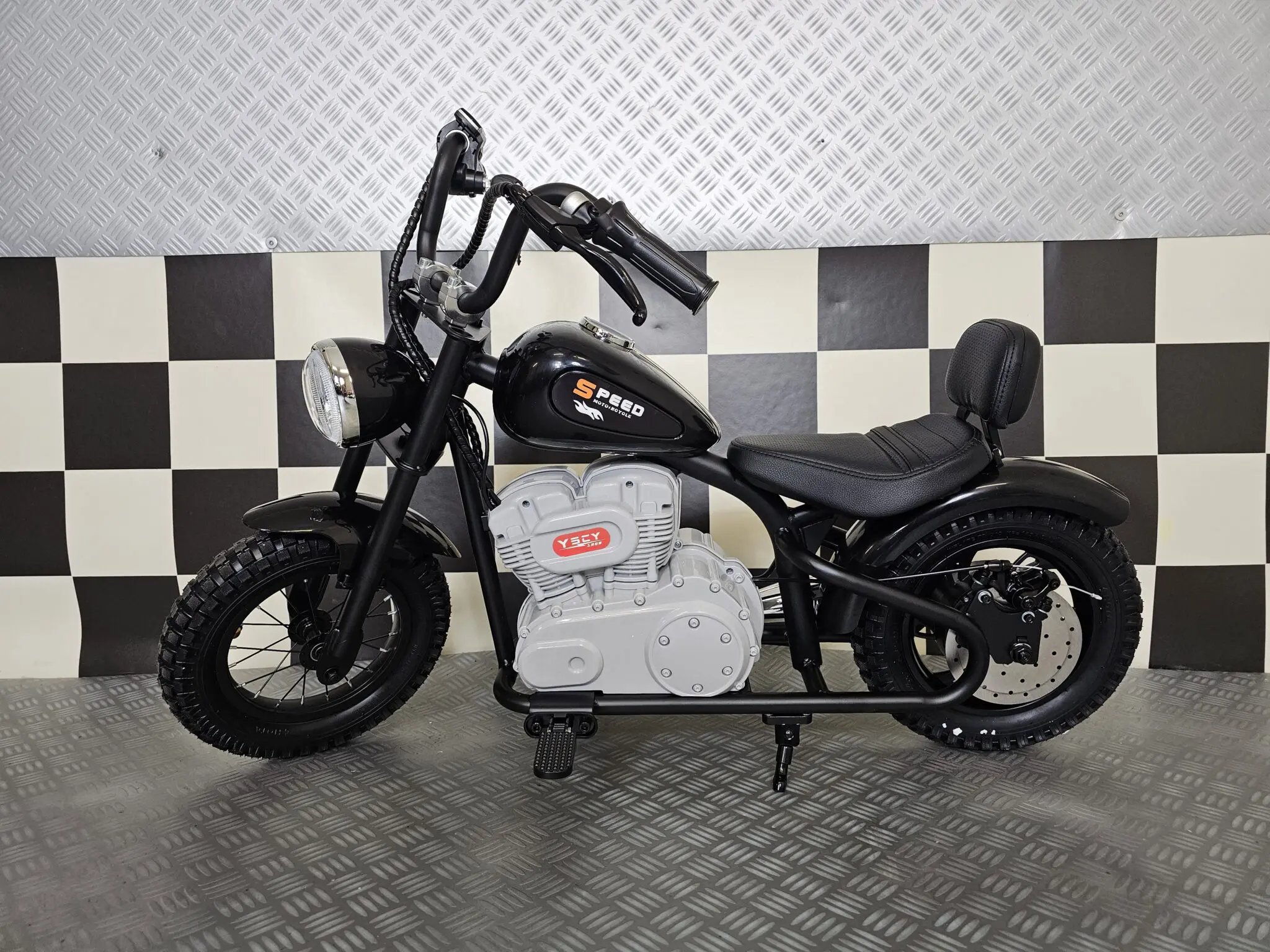 Motocicletă Chopper Electrică Copii Cars4Kids 24V 250W, 20km/h, Șa Piele, Roți Cauciuc, Lumini LED, 6+ ani [14]