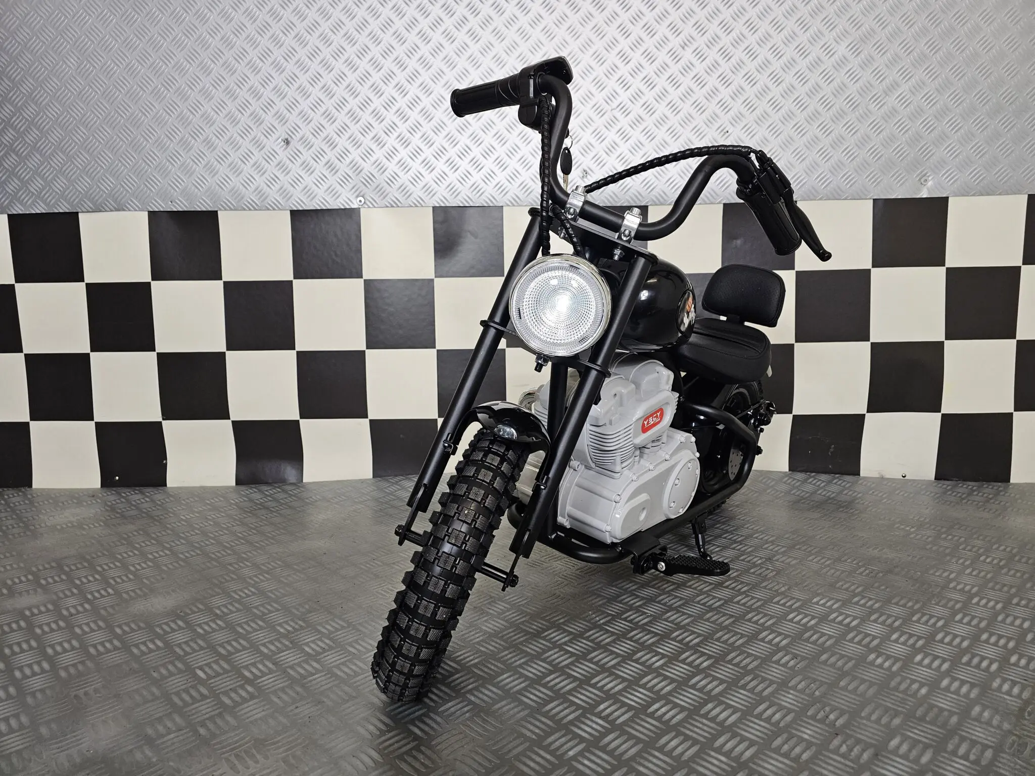 Motocicletă Chopper Electrică Copii Cars4Kids 24V 250W, 20km/h, Șa Piele, Roți Cauciuc, Lumini LED, 6+ ani [17]