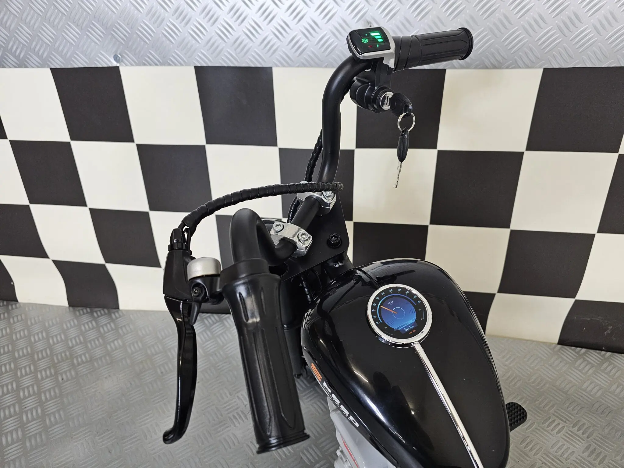 Motocicletă Chopper Electrică Copii Cars4Kids 24V 250W, 20km/h, Șa Piele, Roți Cauciuc, Lumini LED, 6+ ani [11]