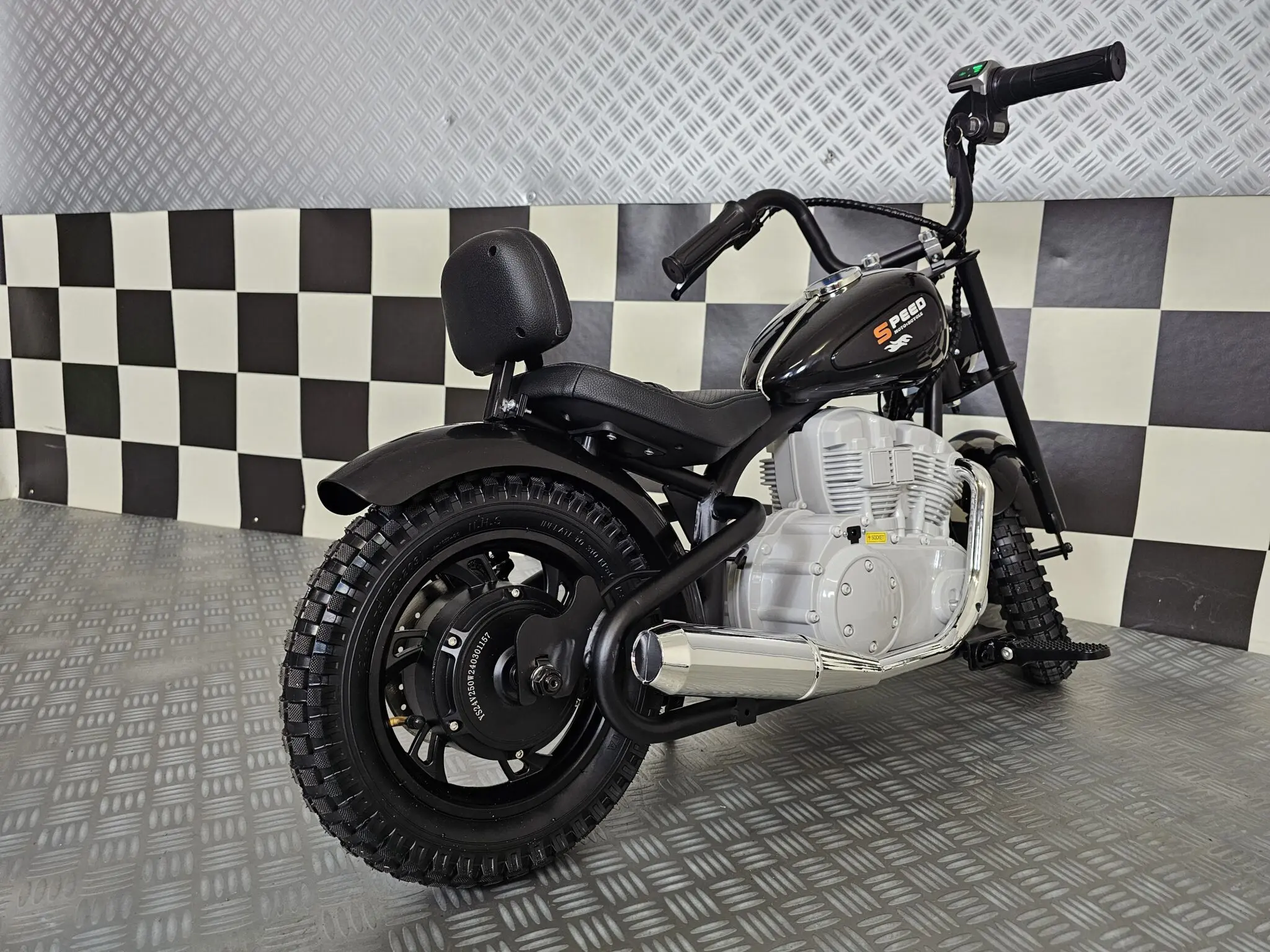 Motocicletă Chopper Electrică Copii Cars4Kids 24V 250W, 20km/h, Șa Piele, Roți Cauciuc, Lumini LED, 6+ ani [12]