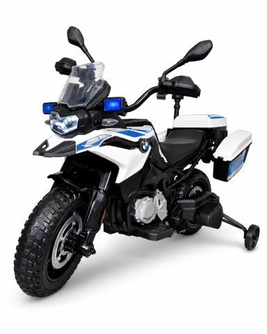 Mașinuțe electrice 12V - Motocicletă Electrică Poliție BMW F850 12V – Roată Ajutătoare, Girofar LED | 3-5 Ani