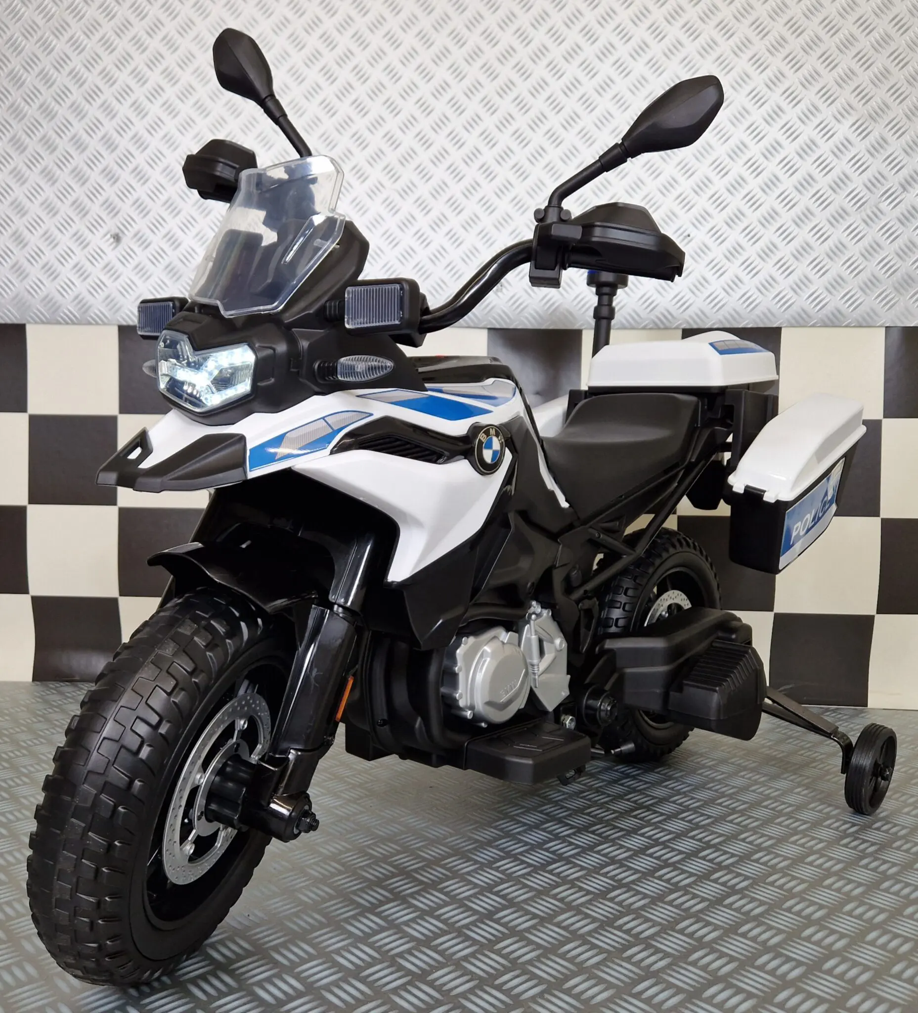 Motocicletă Electrică Poliție BMW F850 12V – Roată Ajutătoare, Girofar LED | 3-5 Ani [2]