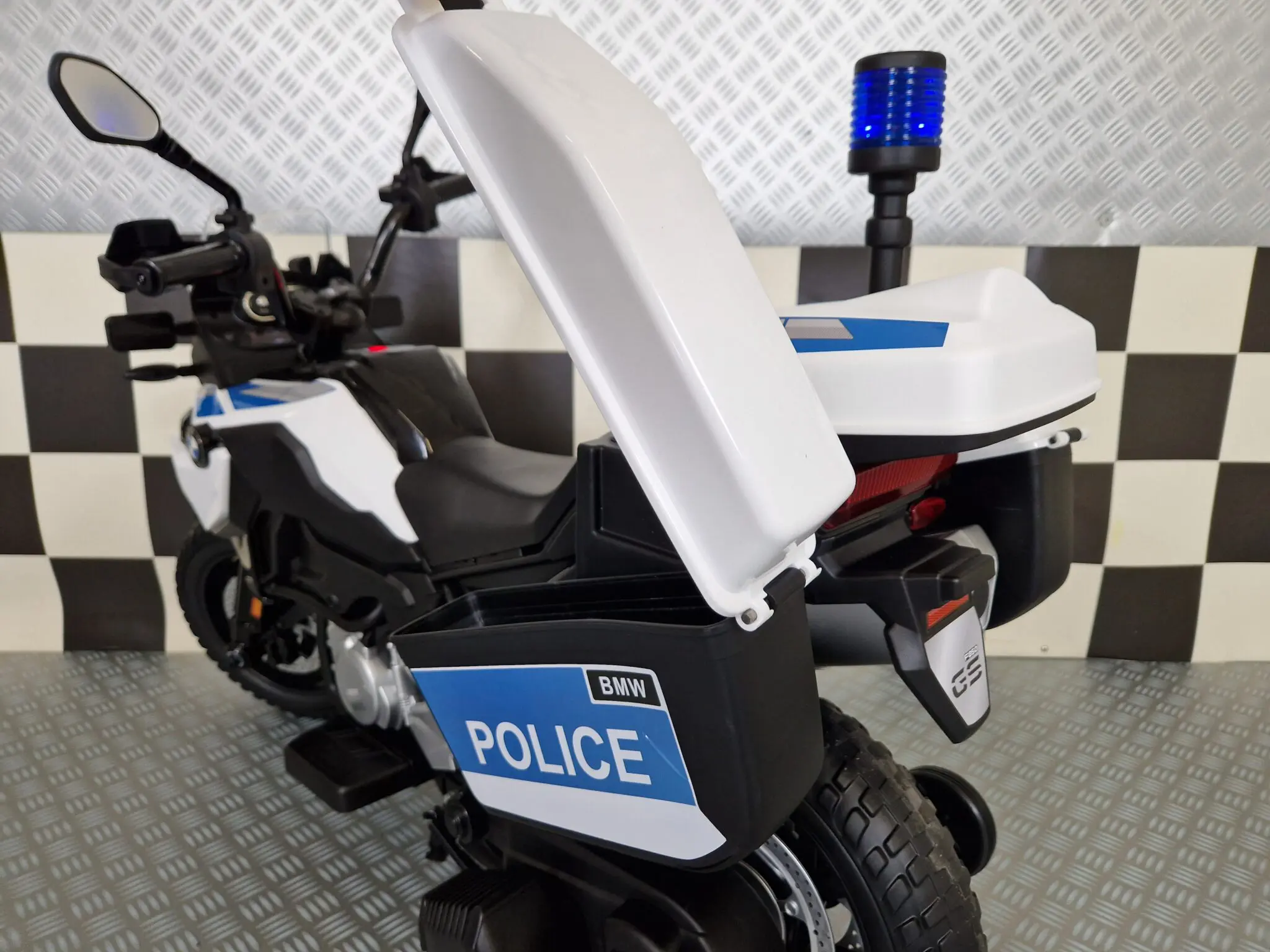 Motocicletă Electrică Poliție BMW F850 12V – Roată Ajutătoare, Girofar LED | 3-5 Ani [8]