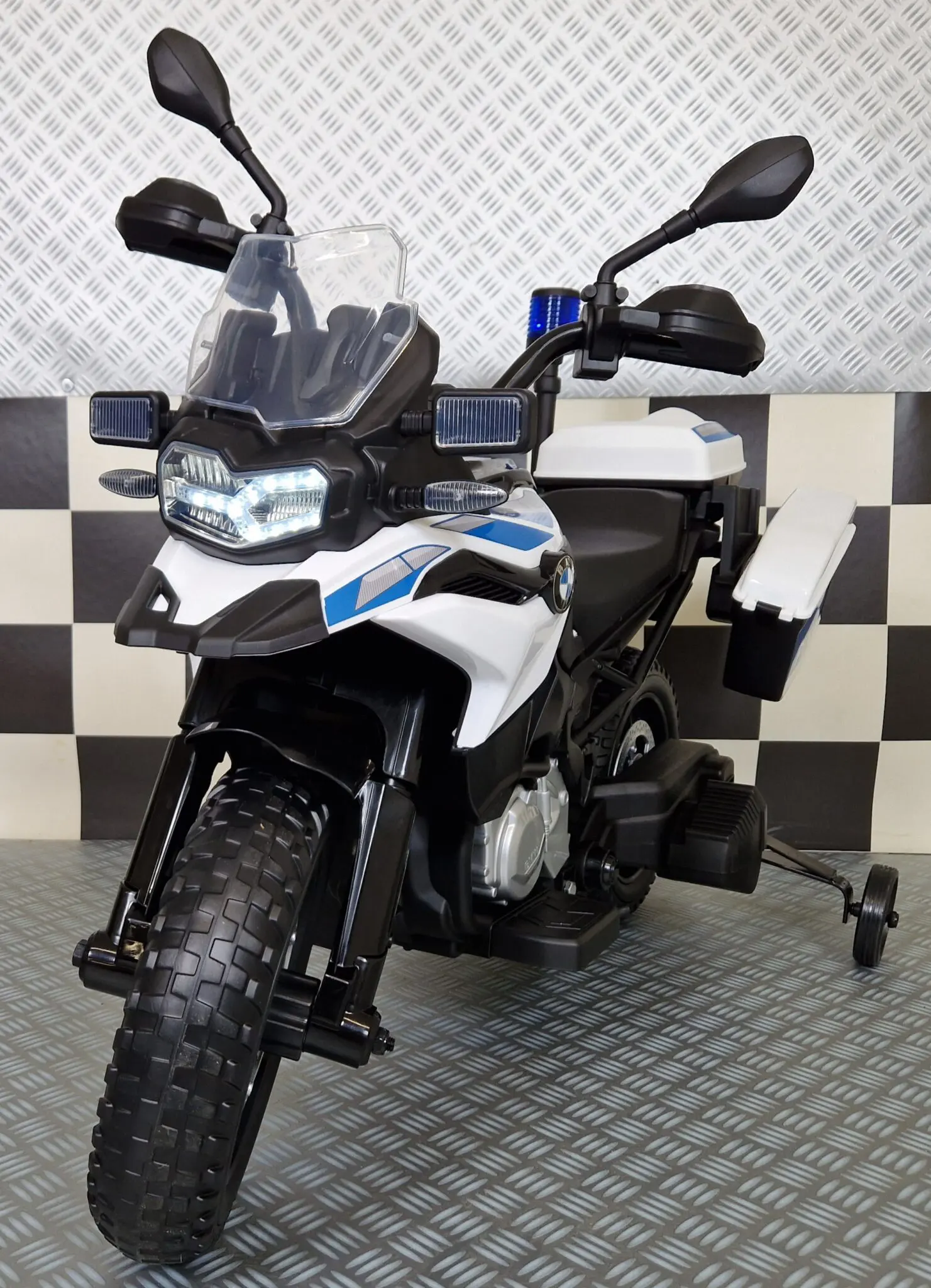 Motocicletă Electrică Poliție BMW F850 12V – Roată Ajutătoare, Girofar LED | 3-5 Ani [1]