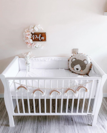 Patut din lemn pentru bebe, inaltime saltea reglabila, Noble Alb + Saltea Cocos 120x60x10 cm [4]