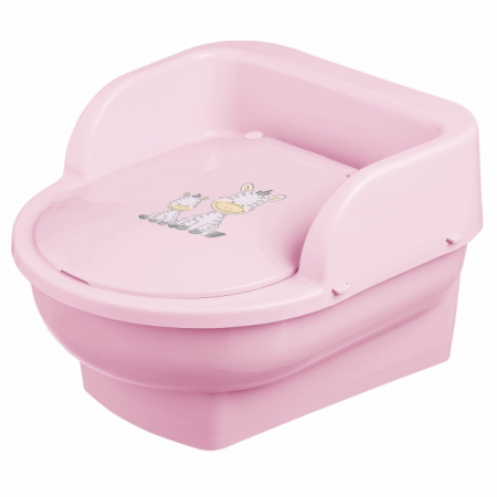 Ingrijire si igiena - Olita copii, mini toaleta, recipient detasabil, Zebra Light Pink, Maltex Baby