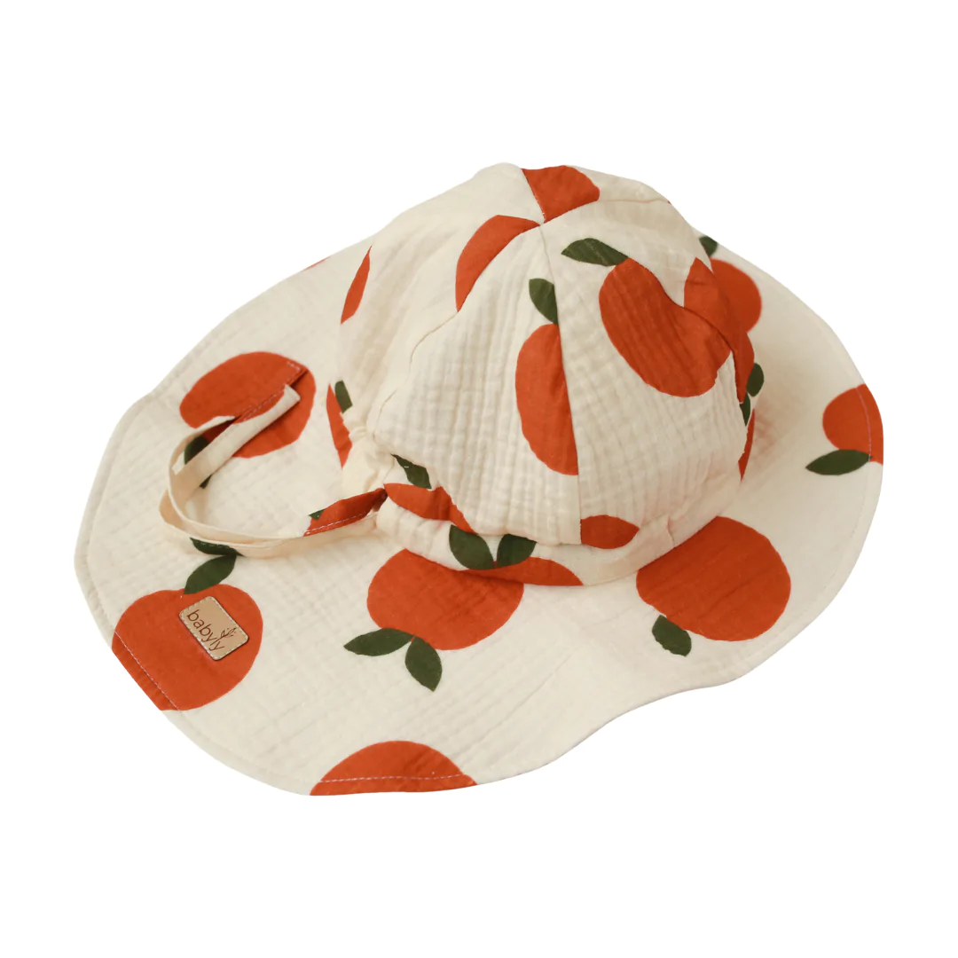 Costum de baie - Pălărie de soare, ajustabila, 0-3 ani (45-53 cm), muselina, Peach