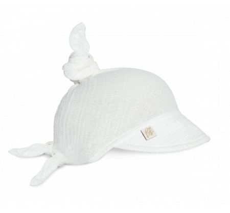 Articole de plaja, piscina - Sepcuta de soare 6 luni - 6 ani reglabila din bumbac muselina cu cozoroc pentru protectie, White