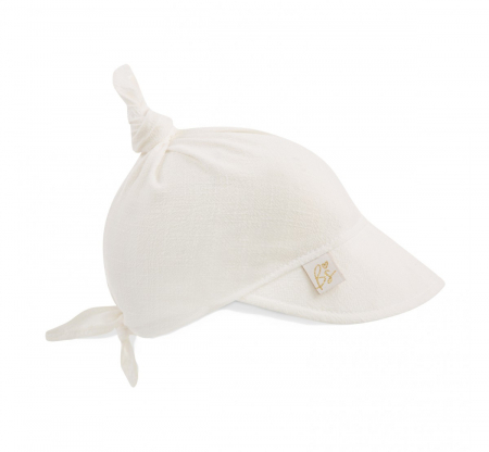 Articole de plaja, piscina - Sepcuta de soare 6 luni - 6 ani reglabila din in si vascoza cu cozoroc pentru protectie, Iniana white