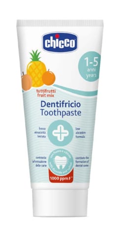 Primii dinti - Pasta dinti pentru copii Chicco, fluor cu aroma de multi-fructe, 1-5 ani+