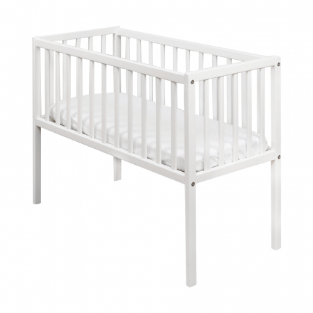 Patut mic, co-sleeping din lemn, Classic Alb 90 x 40 cm [2]