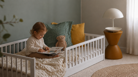 Pat Junior - Pat din lemn masiv pentru Junior Monty Montessori White 160×80 cm