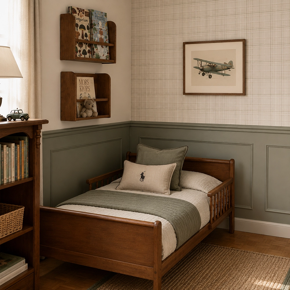 Pat pentru Copii Woodies Noble Junior Bed 160x80cm, Vintage, Stil Francez, Bariere de Protecție Incluse, 5 ani+ [1]