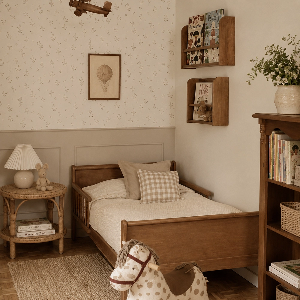 Pat pentru Copii Woodies Noble Junior Bed 160x80cm, Vintage, Stil Francez, Bariere de Protecție Incluse, 5 ani+ [2]