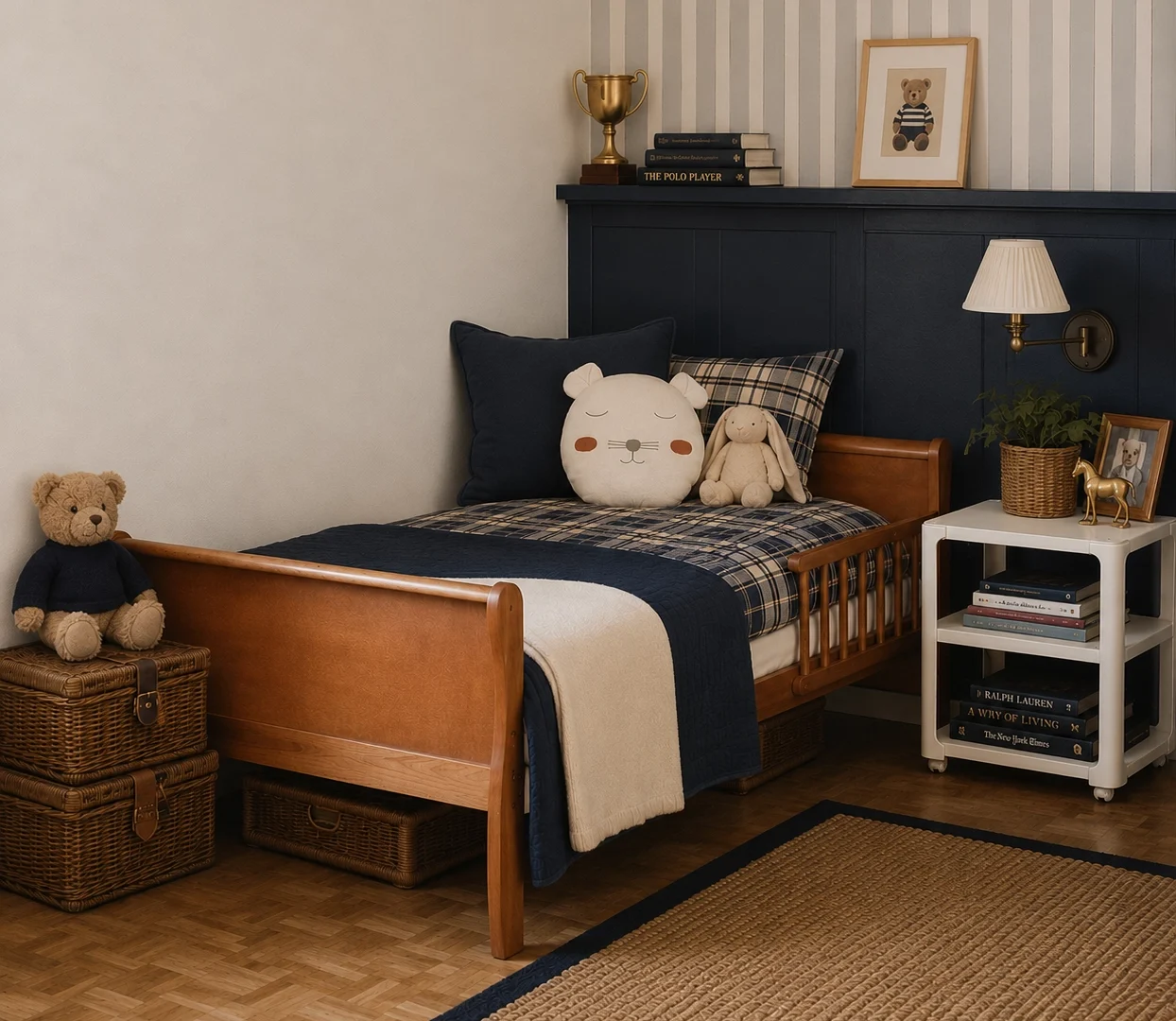 Pat pentru Copii Woodies Noble Junior Bed 160x80cm, Vintage, Stil Francez, Bariere de Protecție Incluse, 5 ani+ [4]