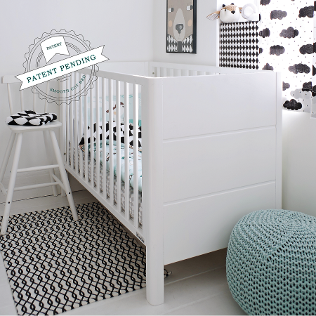 Patut din lemn pentru bebe, inaltime saltea reglabila, Smooth Alb 120x60 cm [4]