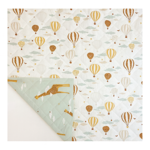 Păturică bebeluș handmade matlasată din bumbac premium cu fata dubla – Giraffe Head in Clouds, 135x100 cm [1]