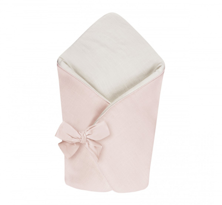 Paturici - Wrap Babyhorn nou nascut, Paturica de infasat cu doua fete, Cu multiple utilizari, Din in, Alb si Sepia Rose