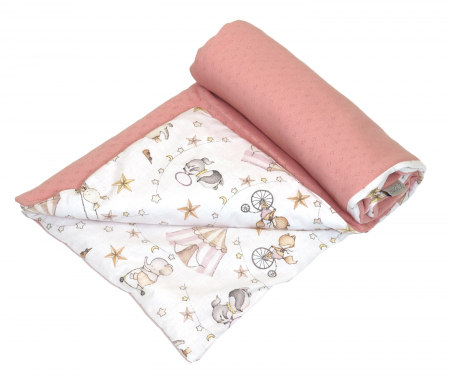 Oktató játékok - Paturica pentru copii by Amy cu doua fete din bumbac, 100x75cm, Circ Roz