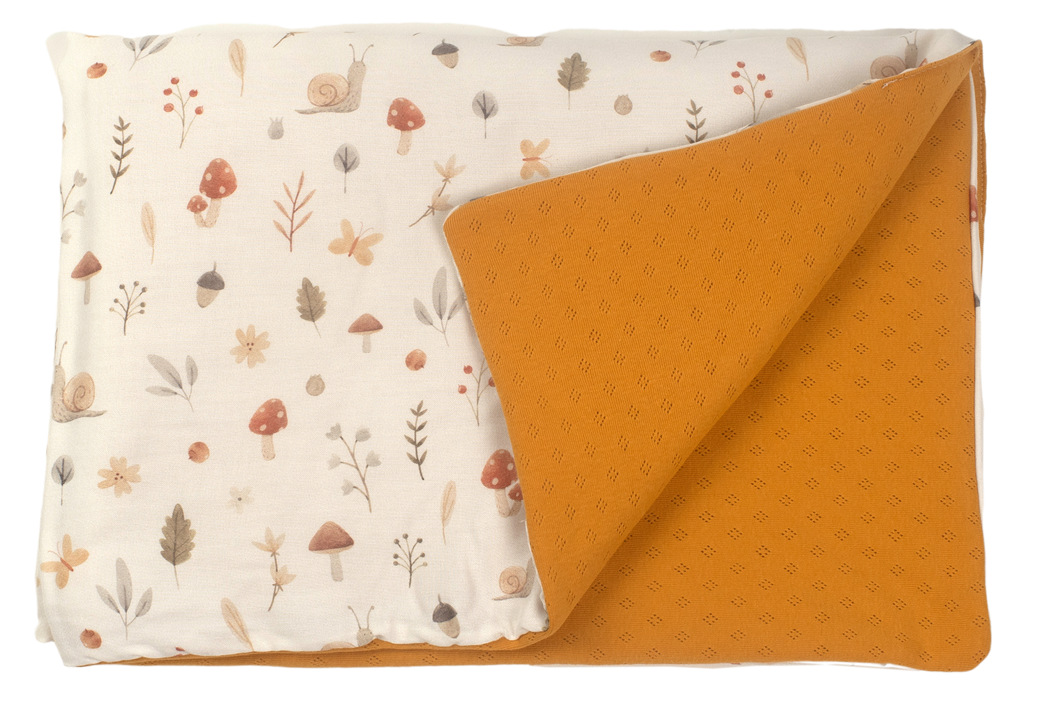 Paturici - Paturica pentru copii Nature Bambus by Amy cu doua fete, 100x70cm + Cadou Rucsacel Comori din natura