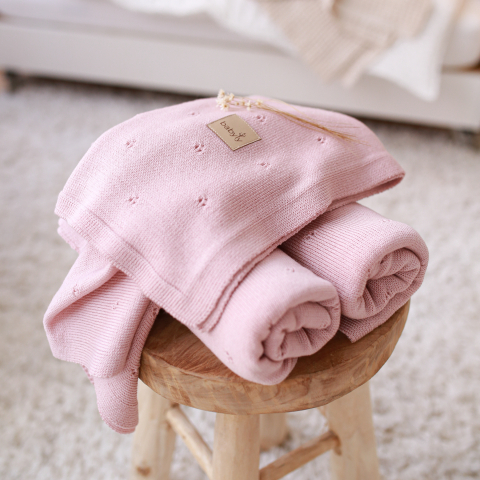 Paturici - Păturică premium antialergică din lână merino certificata – 75x100 cm, roz pudrat