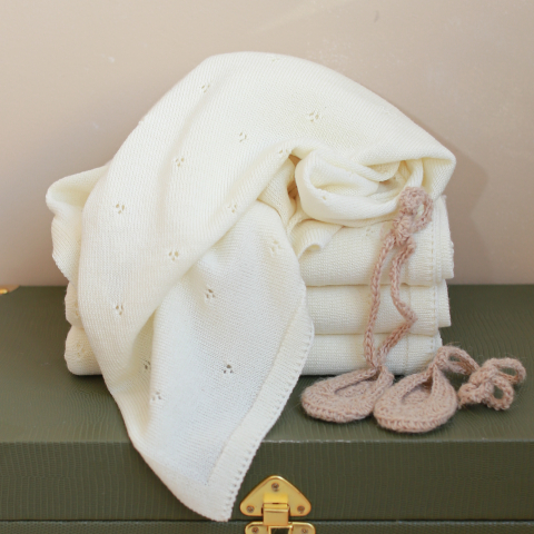 Păturică premium antialergică din lână merino certificata – 75x100 cm, ivory [3]