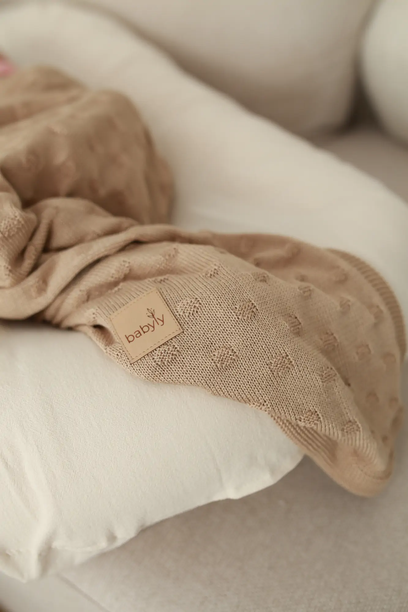 Păturică Tricotată din Bambus și Bumbac BabyLy, Silky Soft, 80x100cm, Mocha Mousse, Termoreglatoare, Certificată [1]