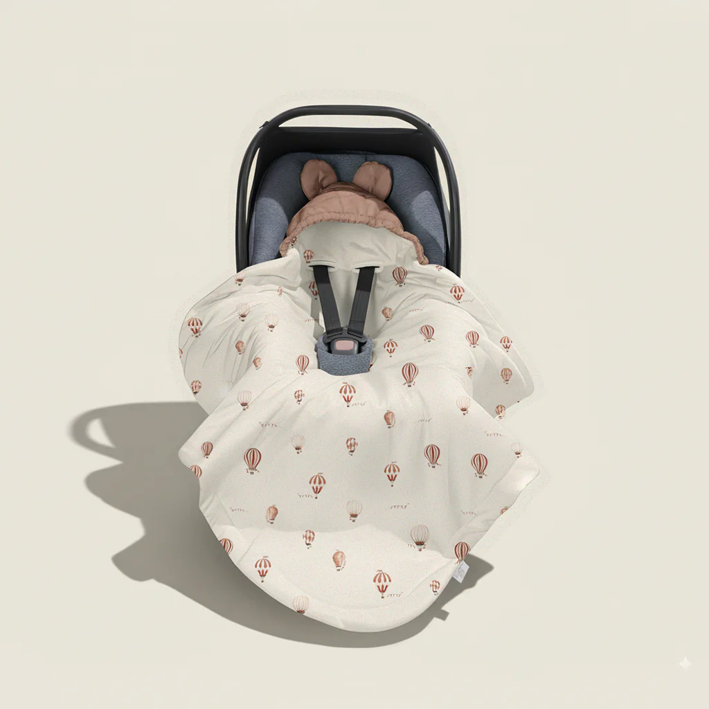 Paturici - Paturica universala pentru scoica auto Bumbac / Catifea – Baloane - Căldură, Confort și Siguranță în Fiecare Călătorie