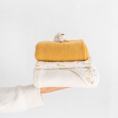 Paturica usoara pentru copii, multifunctionala, bumbac jersey, 65x80 Nairobi Mustard [5]