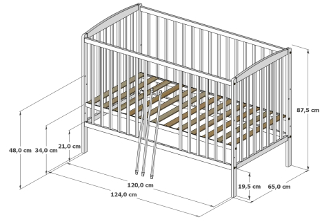 Pătuț 2 în 1 Pure alb 120x60 cm din Lemn, 3 niveluri somieră, Trepte detașabile + Barieră transformare [16]