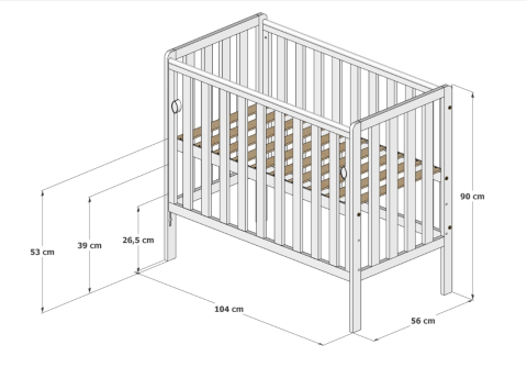 Pătuț Atașabil Co-Sleeper BAMBI 100x50cm Alb din Lemn – Laterală Culisantă, Roți cu Blocare, Somieră Reglabilă 3 Poziții | EN 716-1, Max 15kg [13]