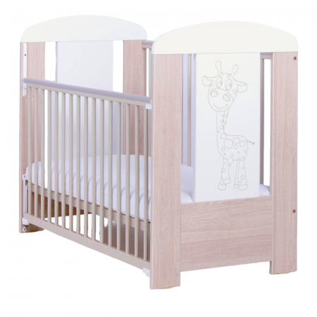 Patuturi lemn 120x60 cm - Patut bebe cu laterala culisabila si inaltime reglabila a saltelei, Giraffe Santana, 120x60 cm