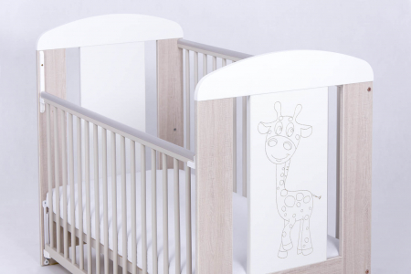 Patut bebe cu laterala culisabila si inaltime reglabila a saltelei, Giraffe Santana, 120x60 cm [6]