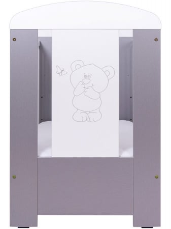 Patut bebe cu inaltime reglabila a saltelei, Ursulet si Fluturas, Argintiu, 120x60 cm [1]