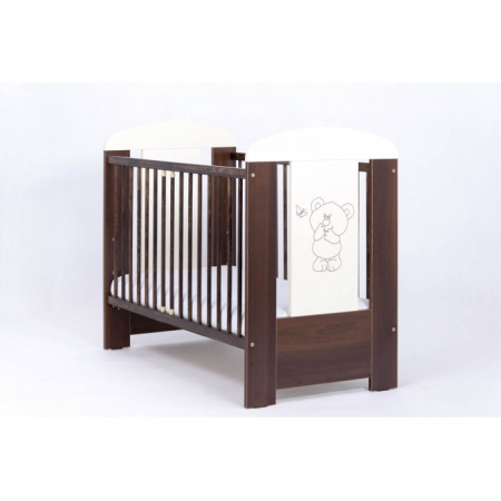 Patut bebe cu inaltime reglabila a saltelei, Ursulet si Fluturas, Wenge, 120x60 cm [3]