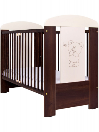 Patuturi lemn 120x60 cm - Patut bebe cu inaltime reglabila a saltelei, Ursulet si Fluturas, Wenge, 120x60 cm