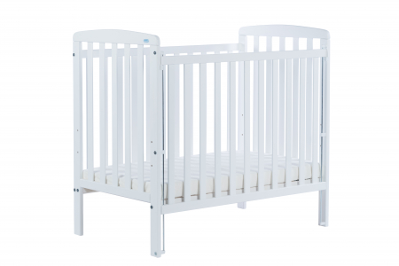 Patut bebe din lemn masiv, laterala culisabila si inaltime reglabila a saltelei, bedside Alice Alb cu saltea comfort 100x50 cm [7]