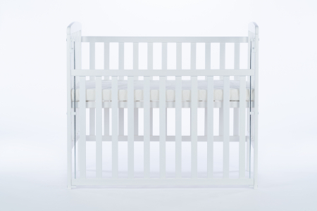 Patut bebe din lemn masiv, laterala culisabila si inaltime reglabila a saltelei, bedside Alice Alb cu saltea comfort 100x50 cm [5]