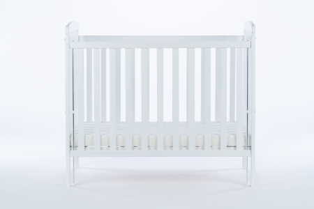 Patut bebe din lemn masiv, laterala culisabila si inaltime reglabila a saltelei, bedside Alice Alb cu saltea comfort 100x50 cm [6]