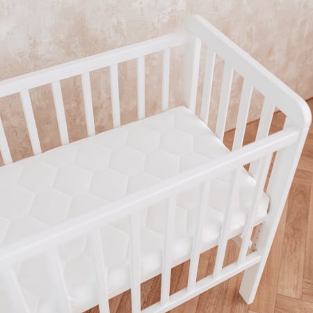 Patut bebe din lemn masiv, patut lateral cu inaltime reglabila a saltelei, bedside Alb, 90 x 40 cm [7]