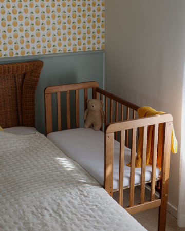 Patut bebe din lemn masiv, patut lateral cu inaltime reglabila a saltelei, bedside Vintage, 90 x 40 cm [3]