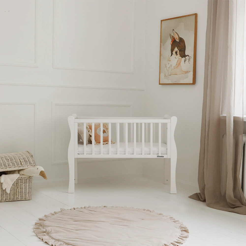 Patut mic Co-sleeping - Pătuț Co-Sleeper Woodies Noble Crib 90x40 cm, Alb, 0-7 luni