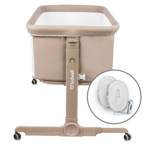 Patut cu leganare Cullami, co-sleeper 2 in 1, Cu laterala culisanta, Cu setare unghiulara, Cu roti, Reglabil in 6 pozitii pe inaltime, Beige [3]