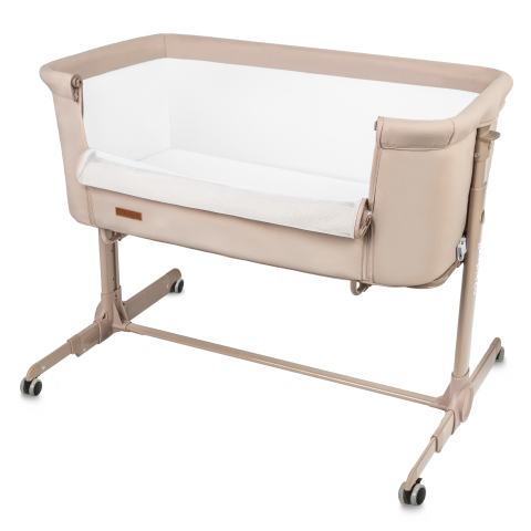 Patut cu leganare Cullami, co-sleeper 2 in 1, Cu laterala culisanta, Cu setare unghiulara, Cu roti, Reglabil in 6 pozitii pe inaltime, Beige [1]