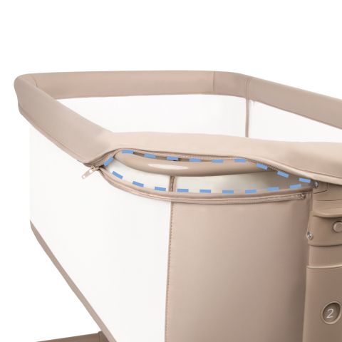 Patut cu leganare Cullami, co-sleeper 2 in 1, Cu laterala culisanta, Cu setare unghiulara, Cu roti, Reglabil in 6 pozitii pe inaltime, Beige [9]