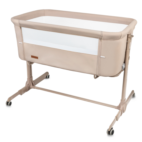 Patut mic Co-sleeping - Patut cu leganare Cullami, co-sleeper 2 in 1, Cu laterala culisanta, Cu setare unghiulara, Cu roti, Reglabil in 6 pozitii pe inaltime, Beige